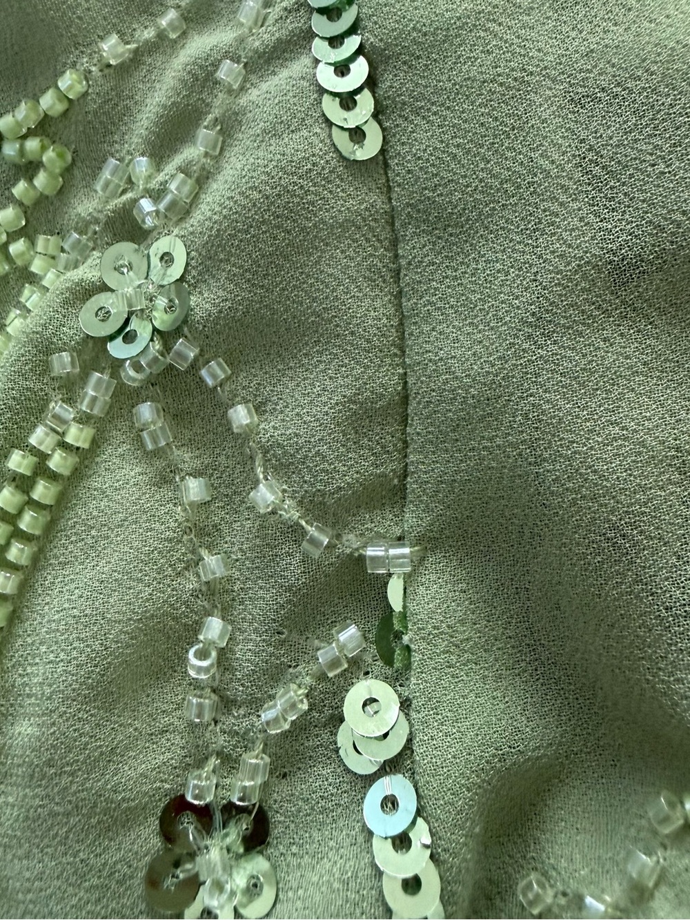 Sage Green Sequin Halter Mini Dress - Picture 3 of 5